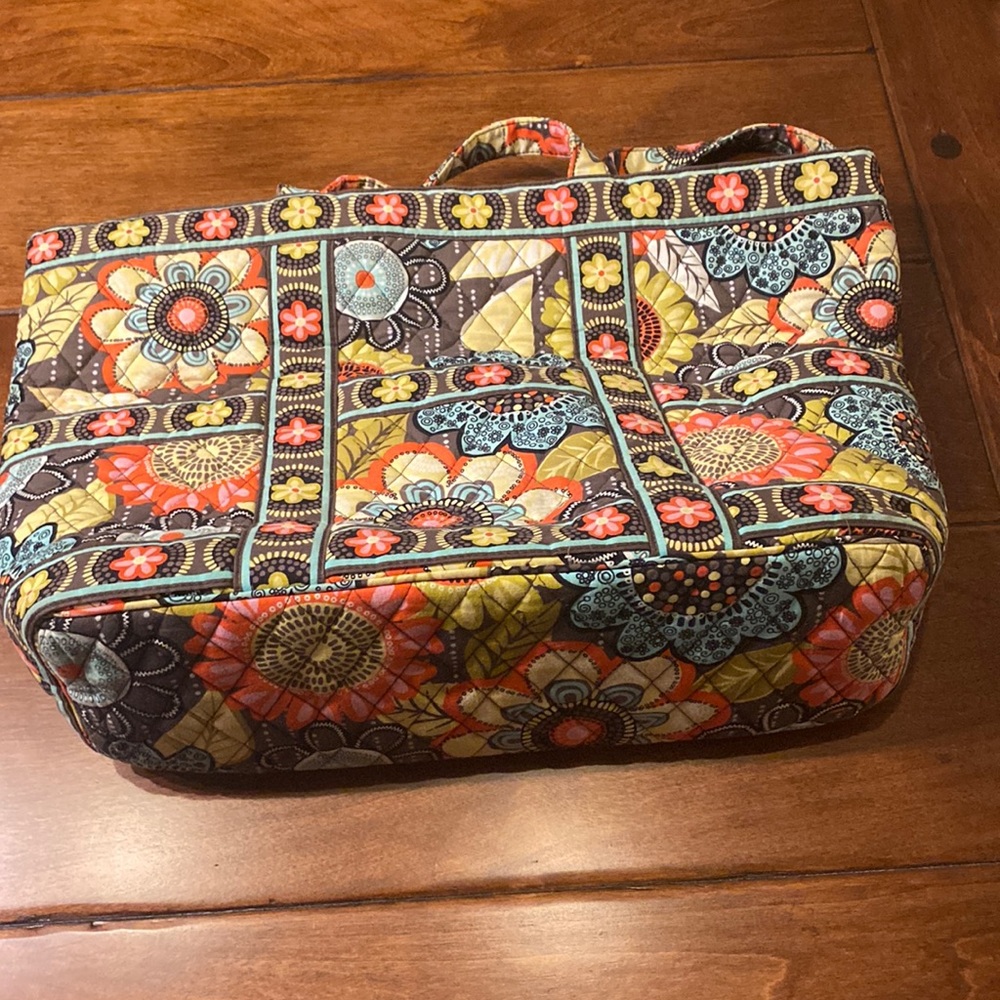Retired Flower Shower Vera Bradley tote with zipper and pockets